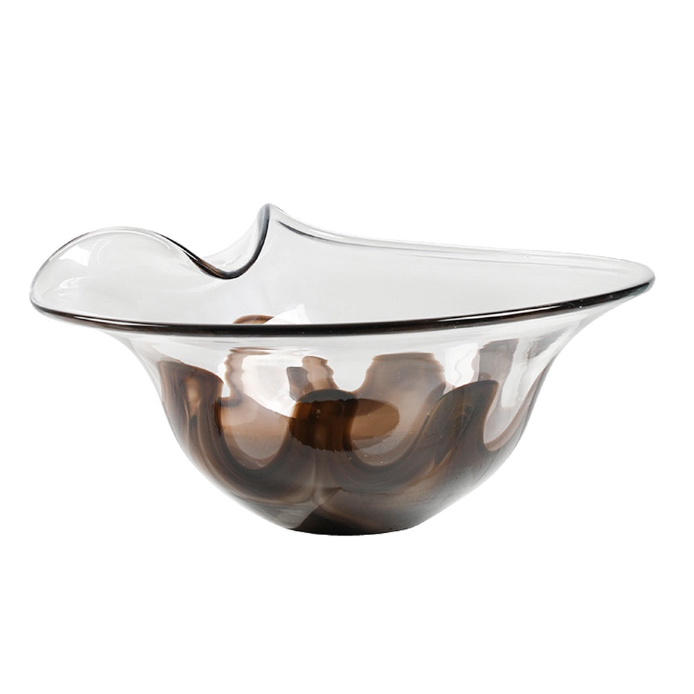 Brown & Clear Glass Decorative Bowl FB-E24027
