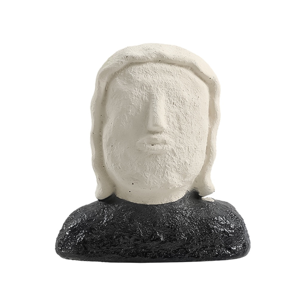 Black & White Cement Pouting Face Sculpture FF-SN24010