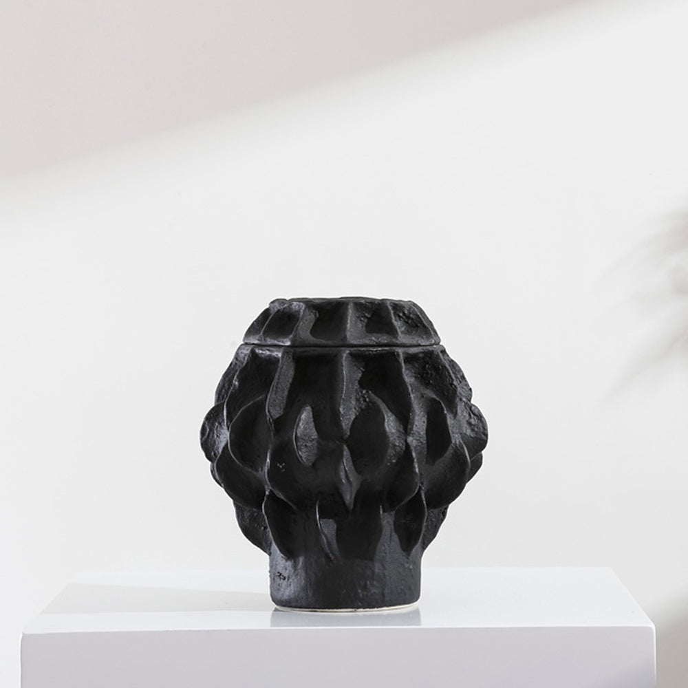Black Textured Ceramic Jar 608494