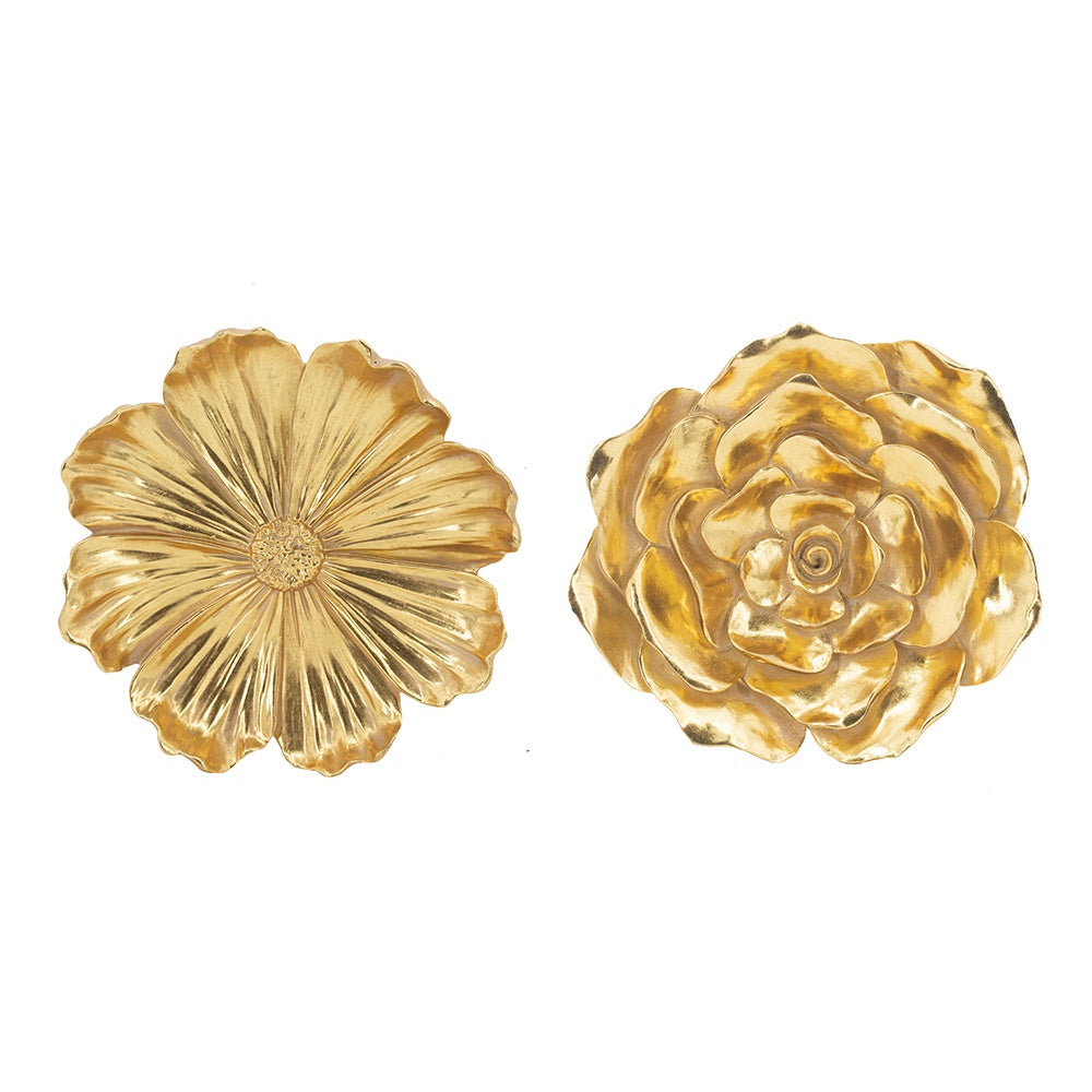 Set of 2 Gold Resin Floral Wall Accents 78738-GOLD-DS