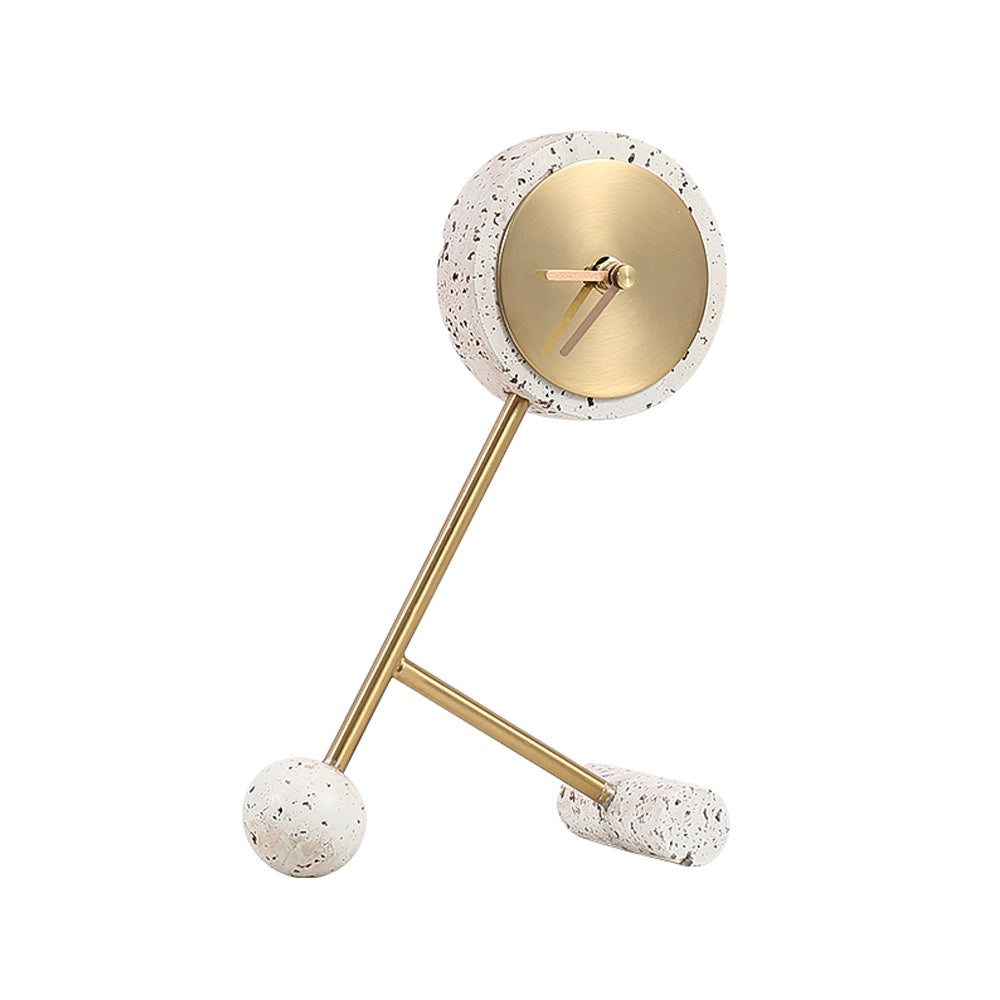 White Resin Clock with Gold Face FB-W22015A