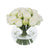 White Artificial Rose Arrangement in Glass Globe Vase -Small IHR-RS085-W-S