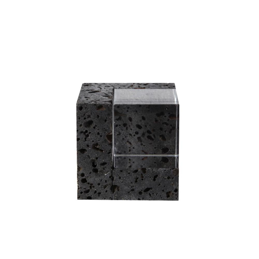 Glass & Stone Cube - Black FB-T2111B
