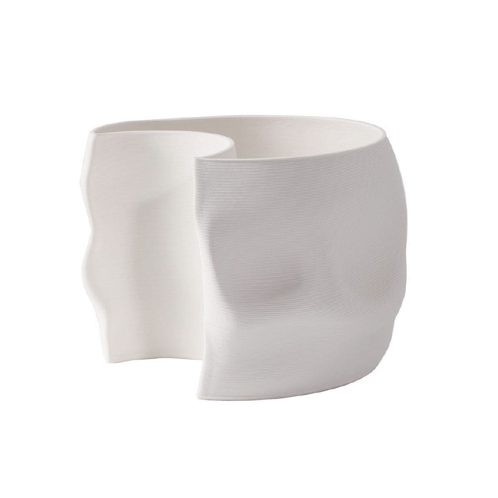Curved White Ceramic Vase 3D102635W06