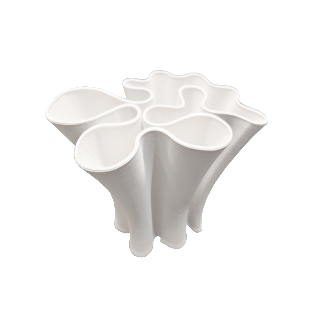 White Ceramic Vase with Ribbed Detail 3D2402021