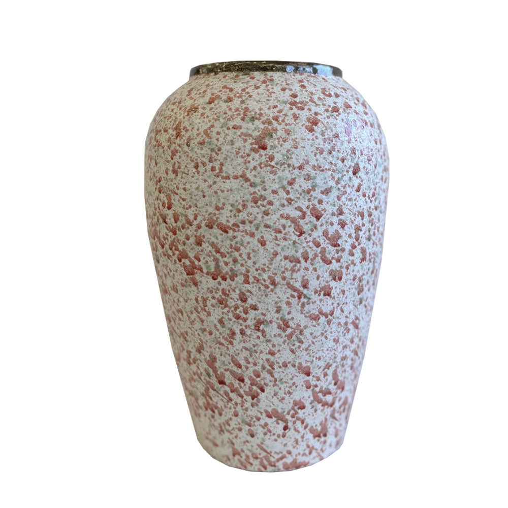 White Ceramic Rustic Vase with Splatter Design - Medium 695148