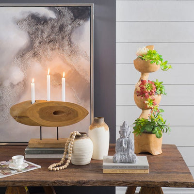 Teak Wood Abstract Sculpture with Base - Medium 70636