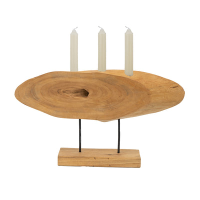 Teak Wood Abstract Sculpture with Base - Large 70637