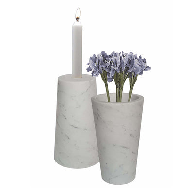 White Marble Vase + Candleholder 78023-DS