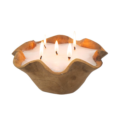 Soy Wax Candle in Teak Wood Bowl 83467