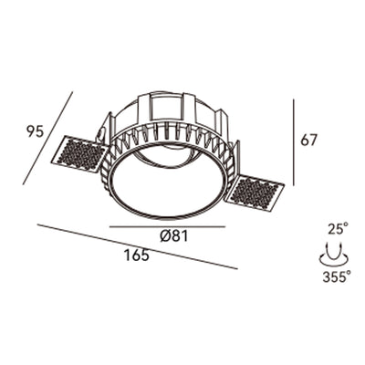 Trimless Adjustable GU10 Holder - Black ALDH0039-G-B