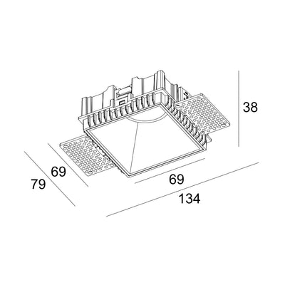 Fixed Trimless GU10 Holder Square Spotlight - White ALDH0090-G-W