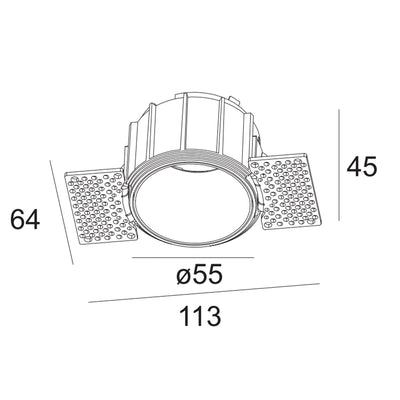 Fixed Trimless GU10 Holder Round Spotlight - White ALDH0102-G-W