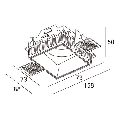 Fixed Trimless GU10 Holder Square Spotlight - White ALDL0176-G-W