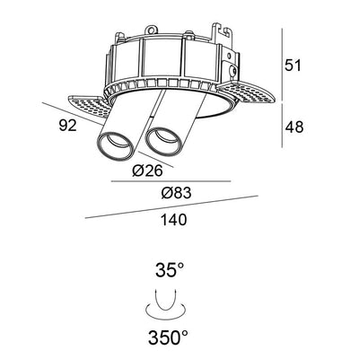 Trimless Adjustable Dual Downlight ALDL1665-W