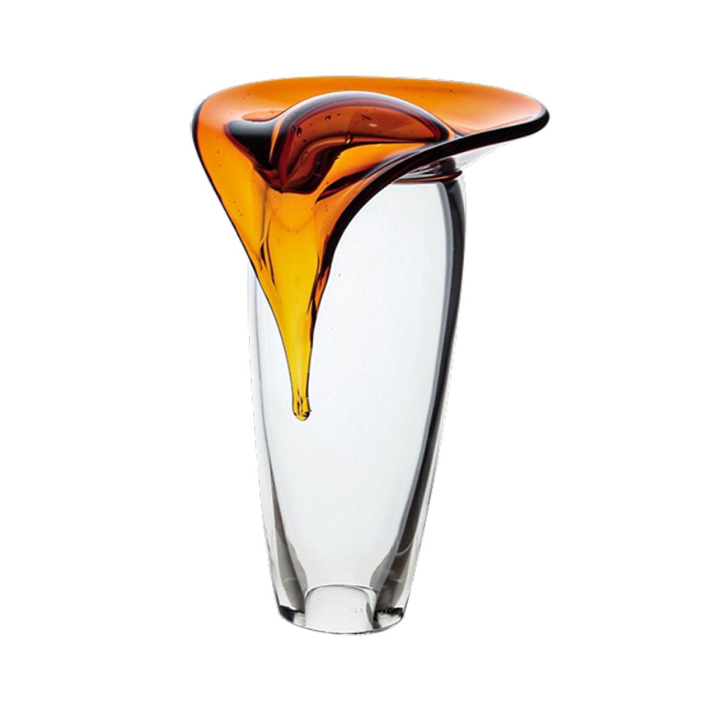 Clear & Amber Glass Decorative Vase BJ24185095