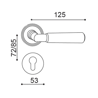 Fabio Door Handle with Key Lock - Antique Bronze BR3-2293-TCF-KL