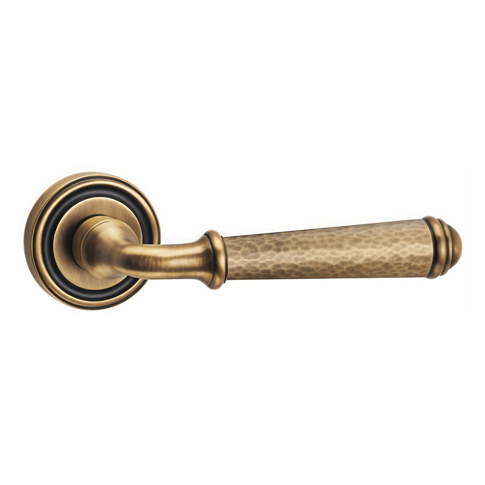 Antoine Door Handle with Key Lock - Antique Brass BR5-123B-FBS-KL
