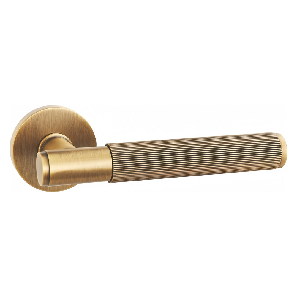 Rolland Door Handle with Key Lock - Antique Brass BR7-2271-FBS-KL
