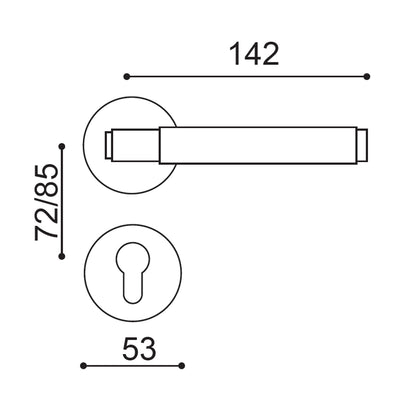 Torrance Door Handle with Key Lock - Gunmetal BR7-70-MG-KL