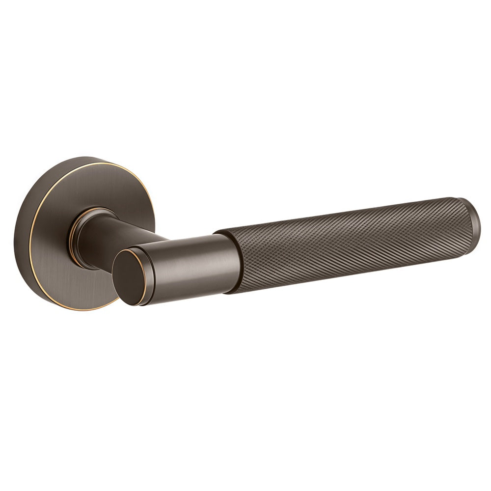 Torrance Door Handle with Key Lock - Antique Bronze BR7-70-TCF-KL