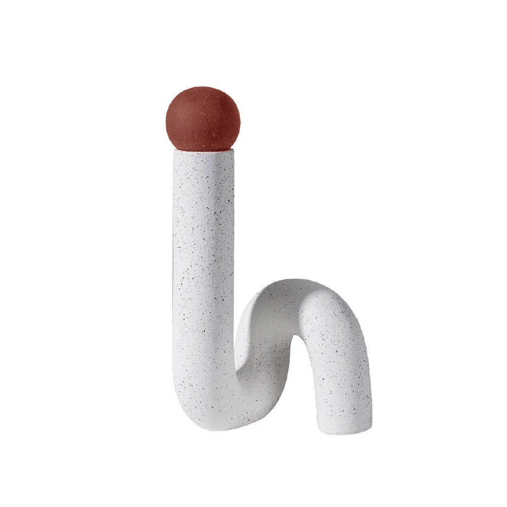 White & Clay Ceramic Abstract Sculpture - Small BSST4383WO2