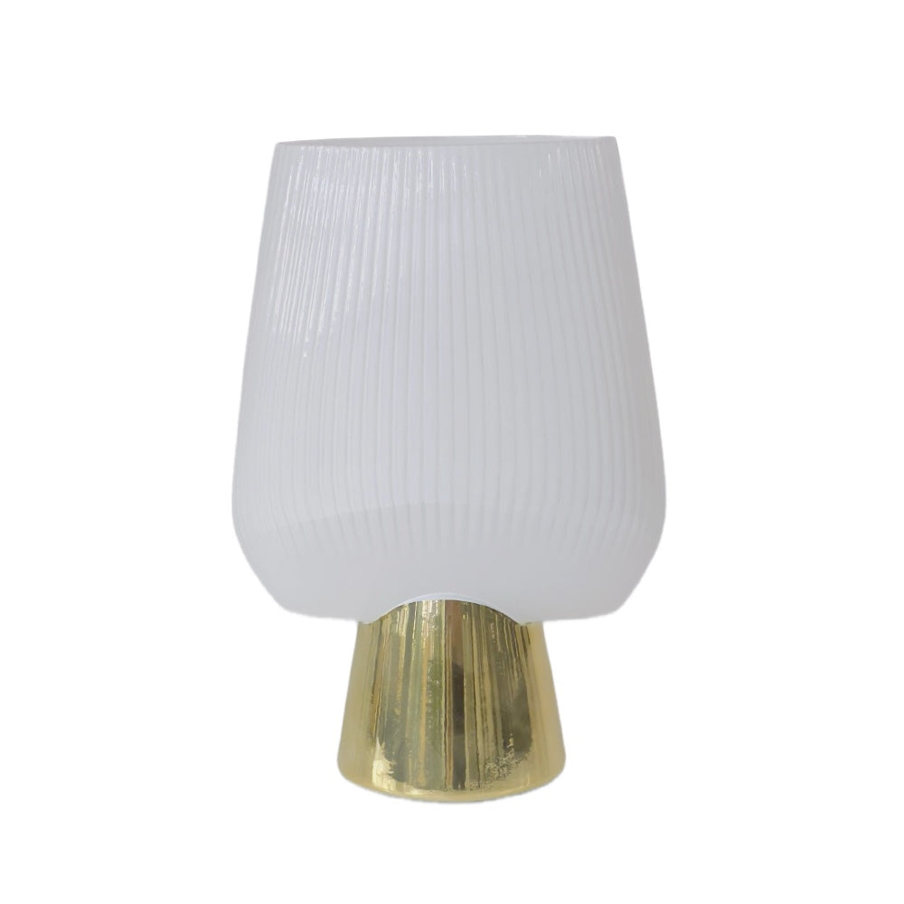 White Glass Vase with Gold Base Detail - Small CH252-W