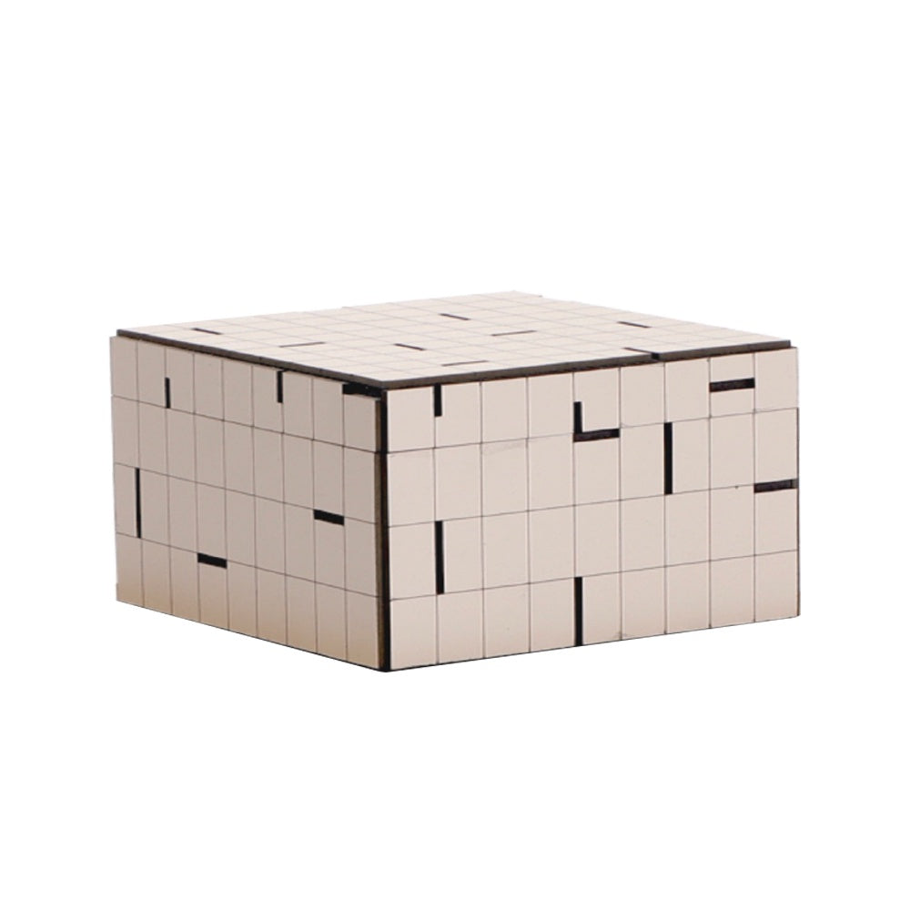 Beige Square Leather Box - Large CZ-B-B-0147