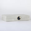 White Leather Box With Handle Detail - Large CZ-B-B-0204