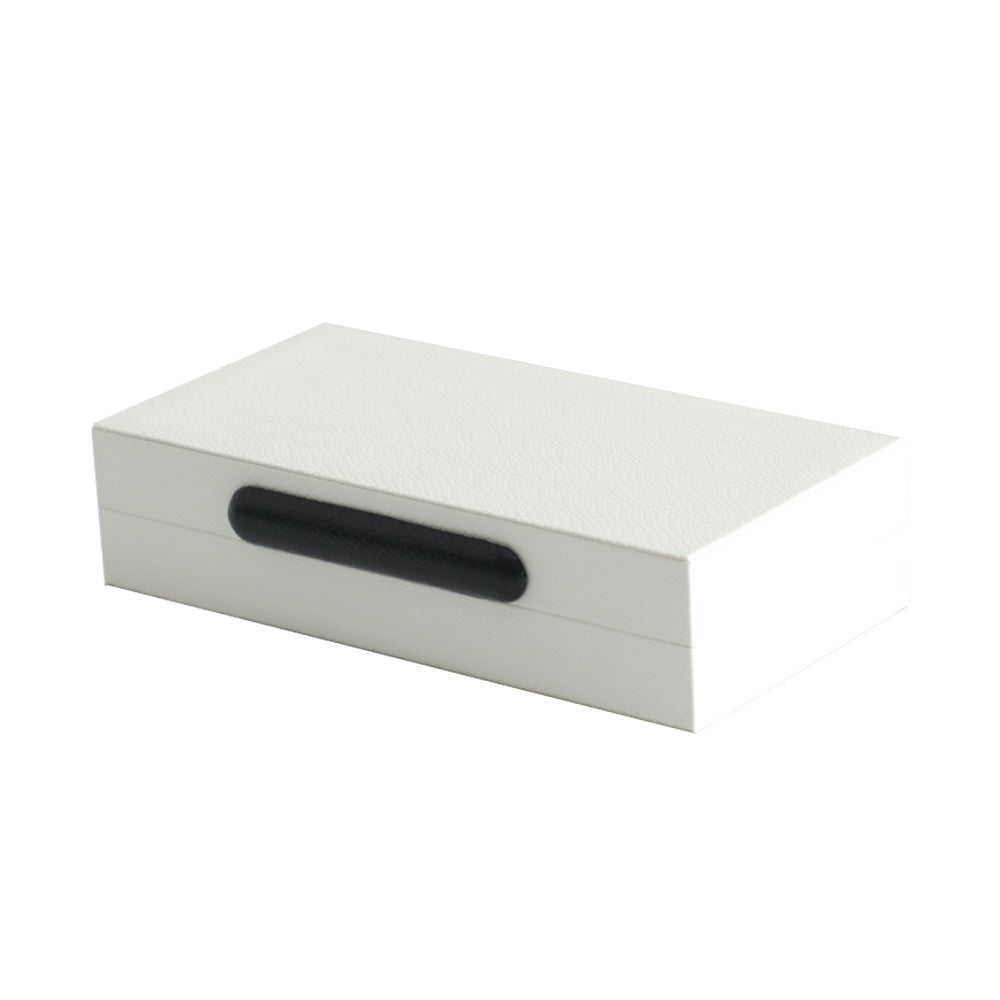 White Leather Box With Black Metal Detail - Large CZ-B-B-0317