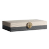 Beige & Grey Leather Box With Metal Detail - Medium CZ-B-B-0339