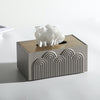 Grey Resin Tissue Box Cover With Gold Metal Top CZ-B-B-0411