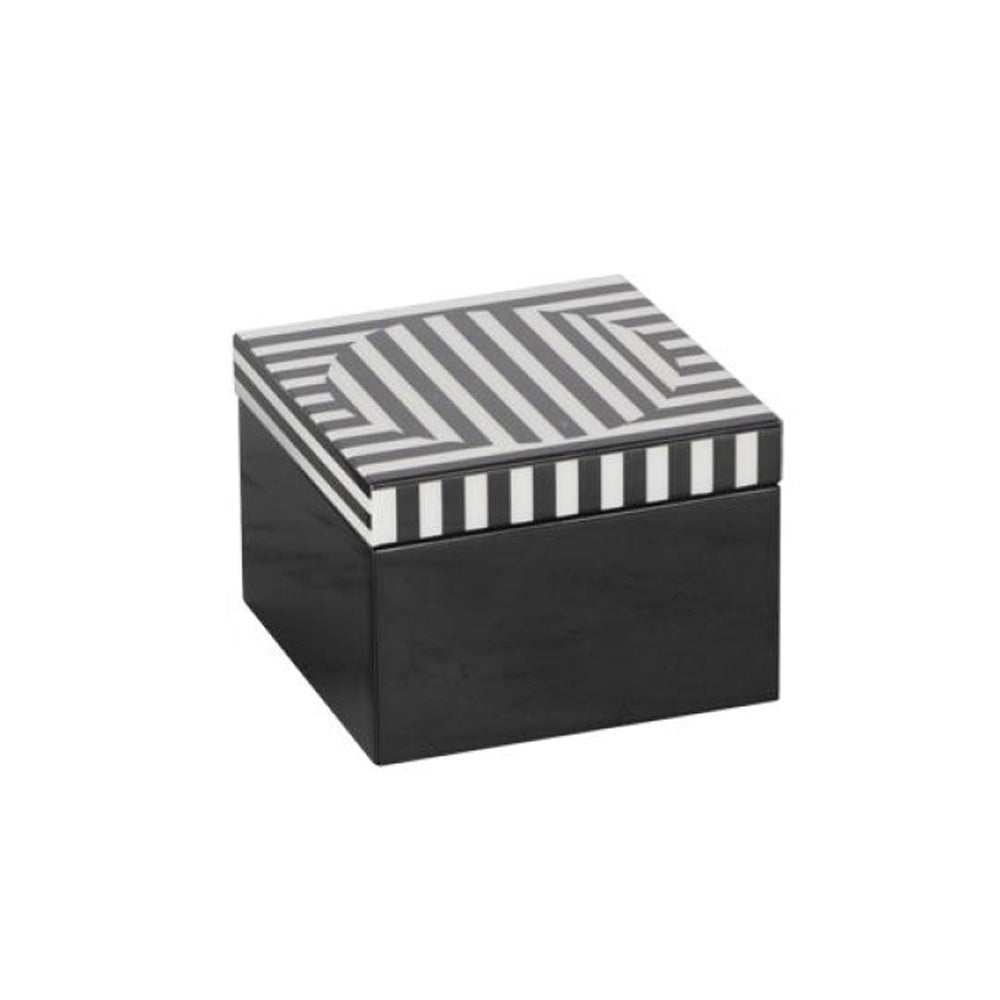 Black & White Square Piano Lacquer Decorative Box - Small CZ-B-B-0476