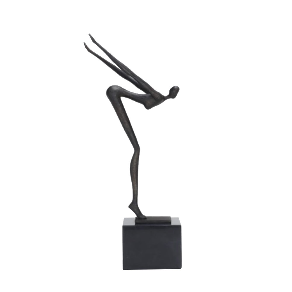 Black Metal Figurative Sculpture With Marble Base CZ-S-B-0154