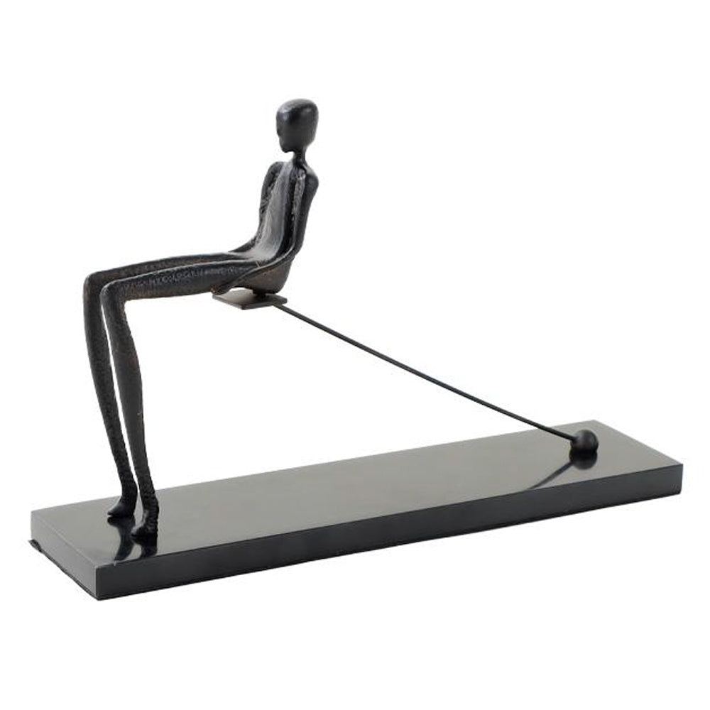 Black Metal Figurative Sculpture With Marble Base CZ-S-B-0165