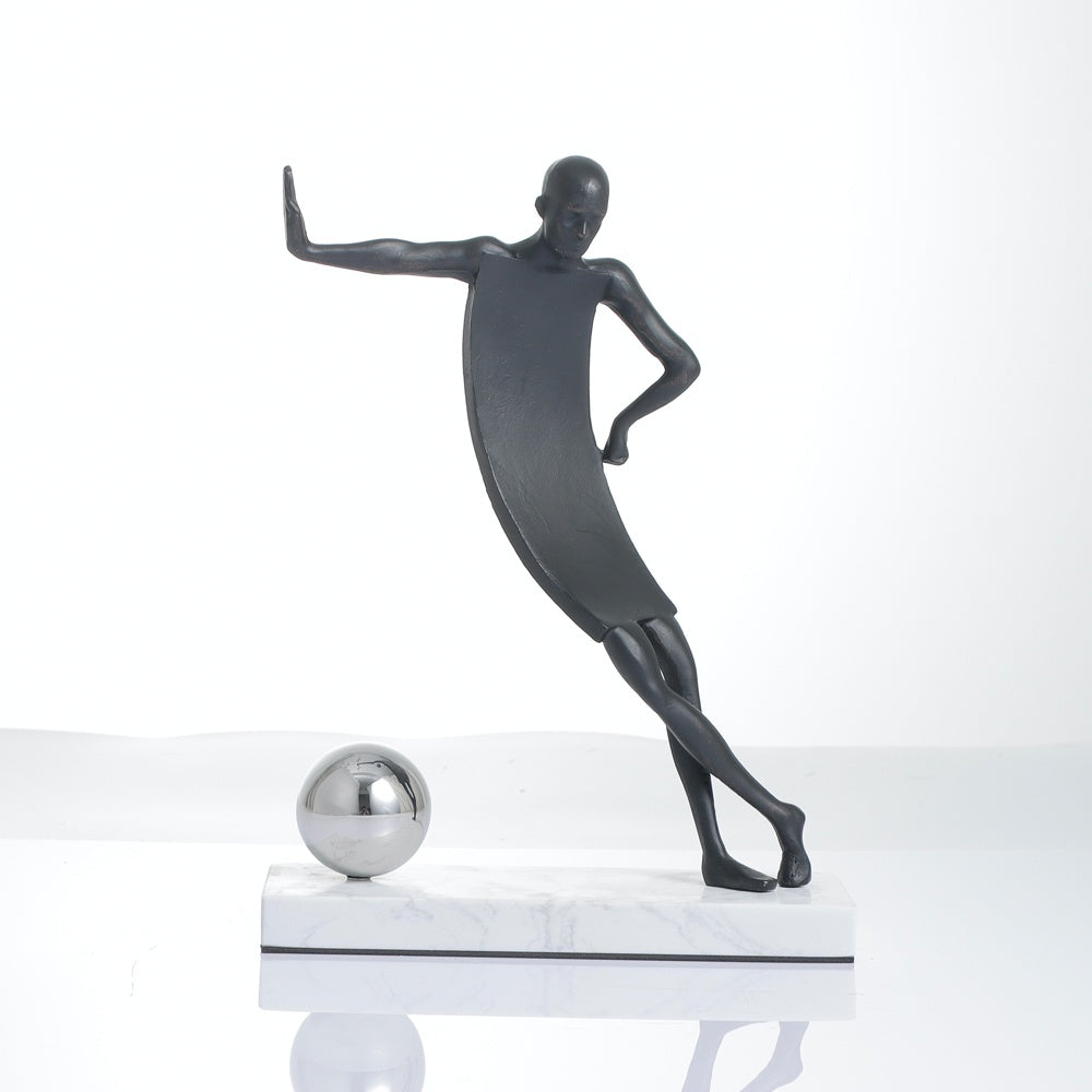 Black Metal Figurative Sculpture With Marble Base CZ-S-B-0338