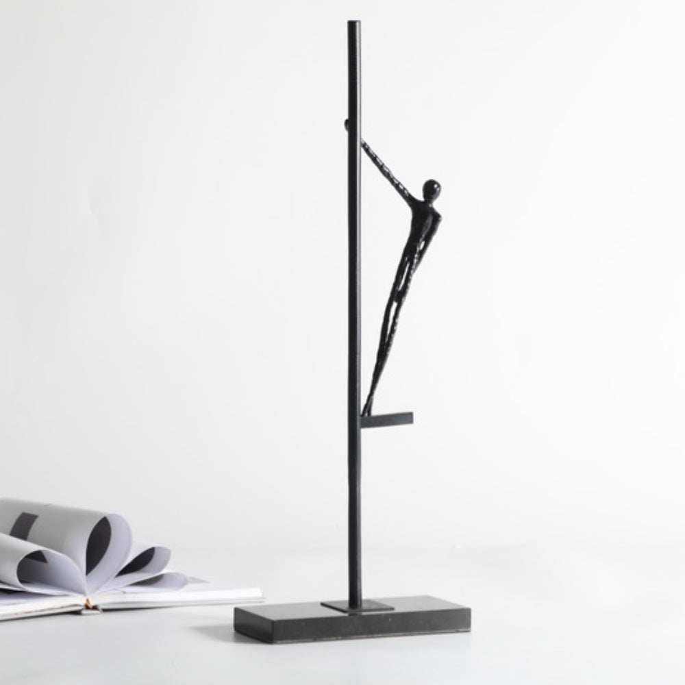 Black Metal Figurative Sculpture With Marble Base CZ-S-B-0543