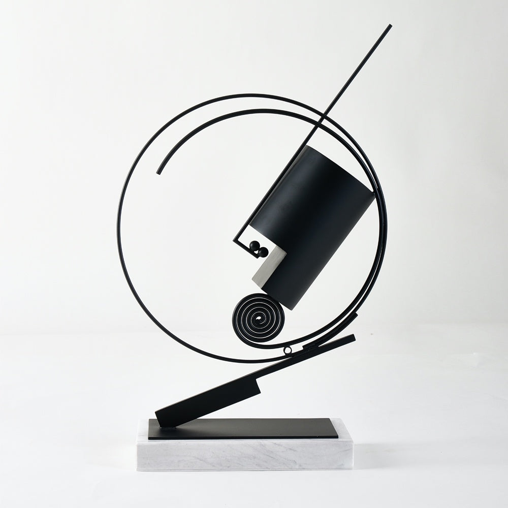 Black Iron & Marble Abstract Sculpture CZ-S-C-0027