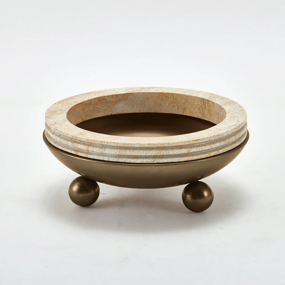 Rose Gold & Beige Iron & Resin Decorative Bowl CZ-S-C-0077