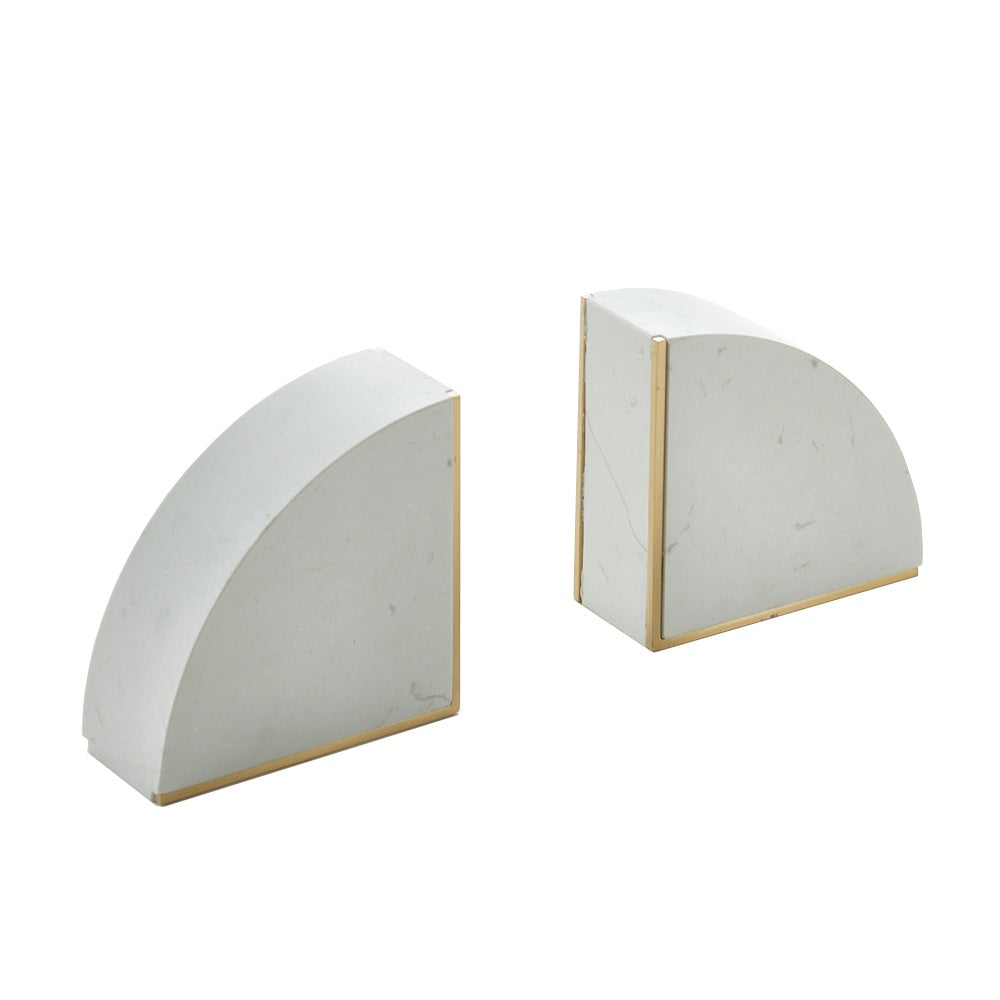 White & Gold Marble & Brass Bookends (Set Of 2) CZ-S-C-0110