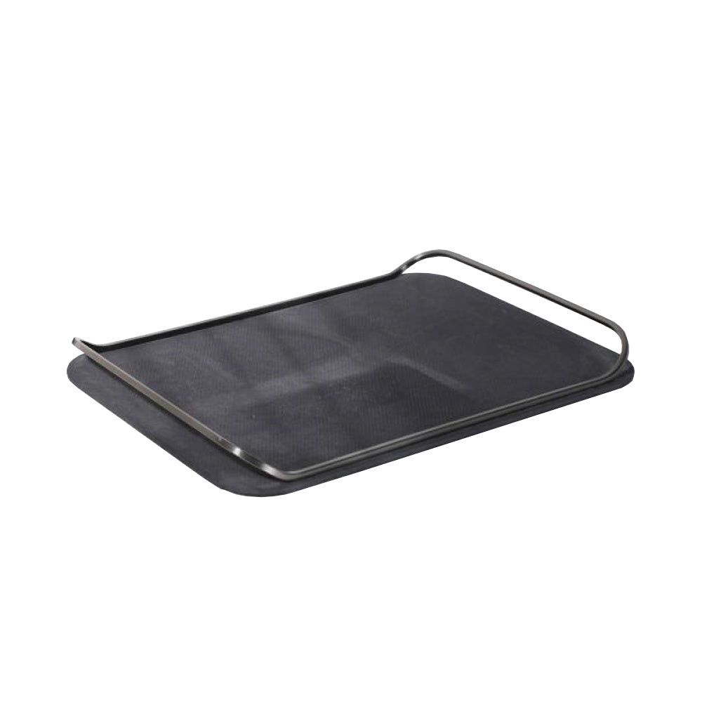 Black Leather Tray With Brushed Gunmetal Stainless Steel Trim CZ-T-B-0591