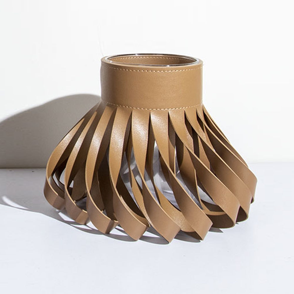 Small Leather & Glass Vase - Tan CZ-V-A-0062