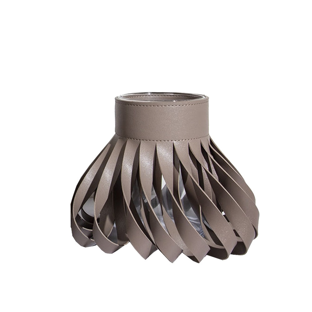 Small Leather & Glass Vase - Taupe CZ-V-A-0064