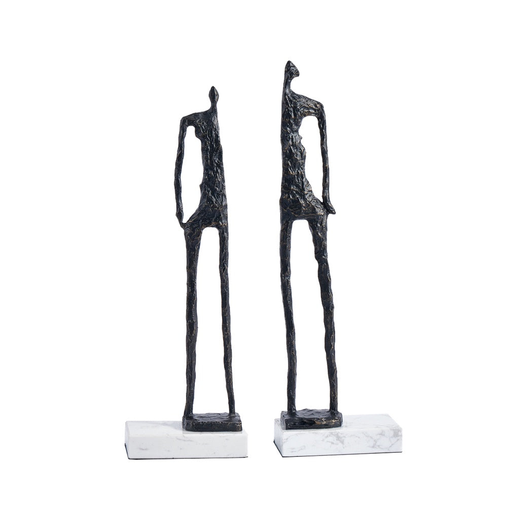 Dark Bronze Metal Bookends with Marble Base (Set of 2) CZ0002