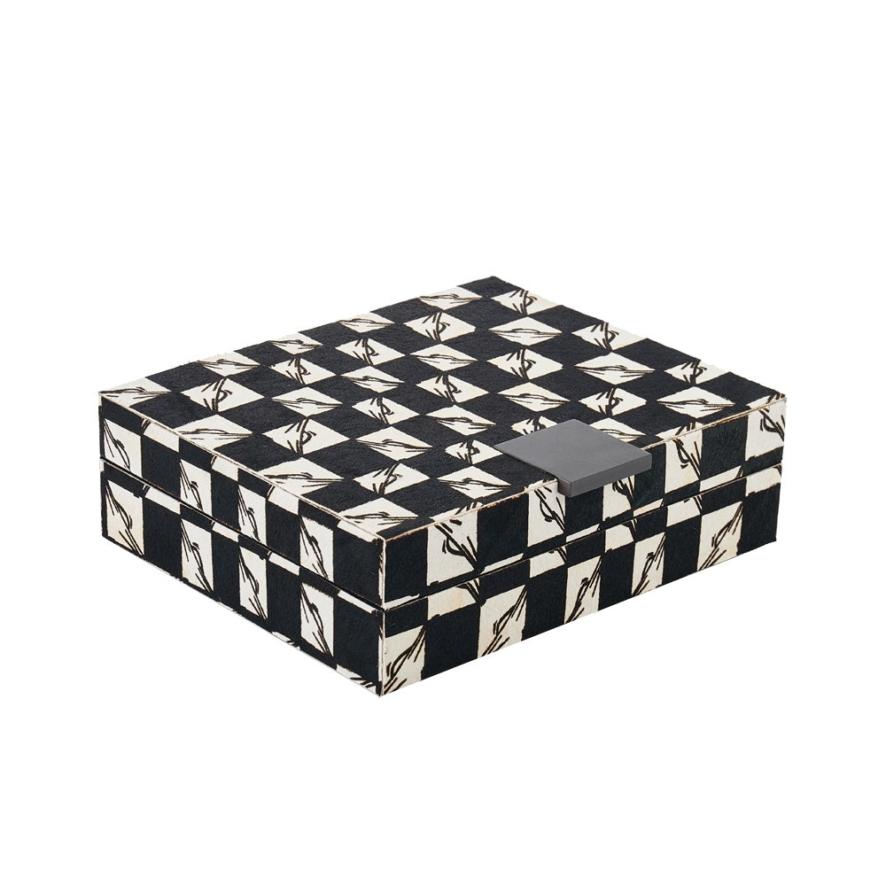 Black & White Hair-on-Hide Decorative Box - Large CZ0010L