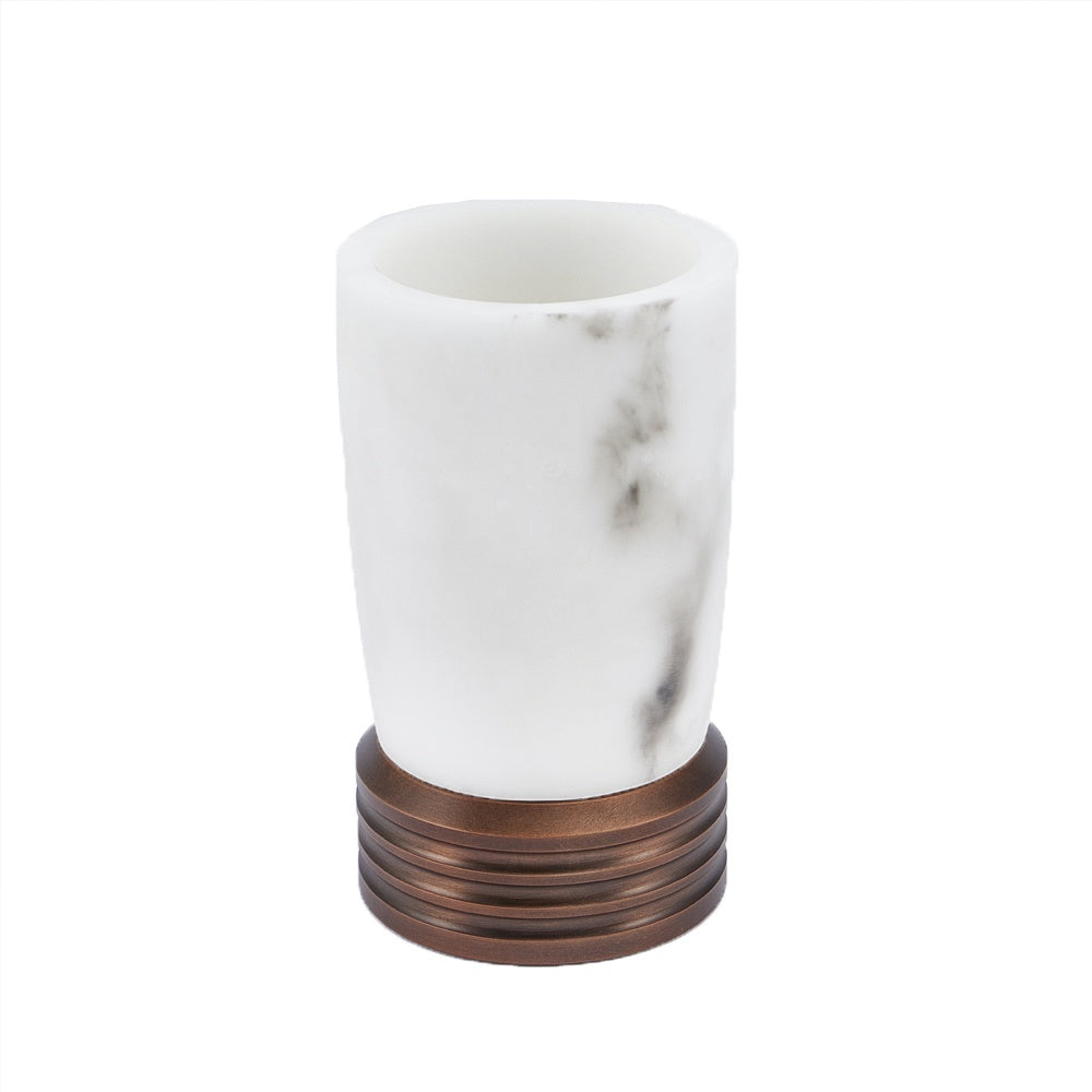 White Resin Vase with Metal Base - Medium CZ0031M