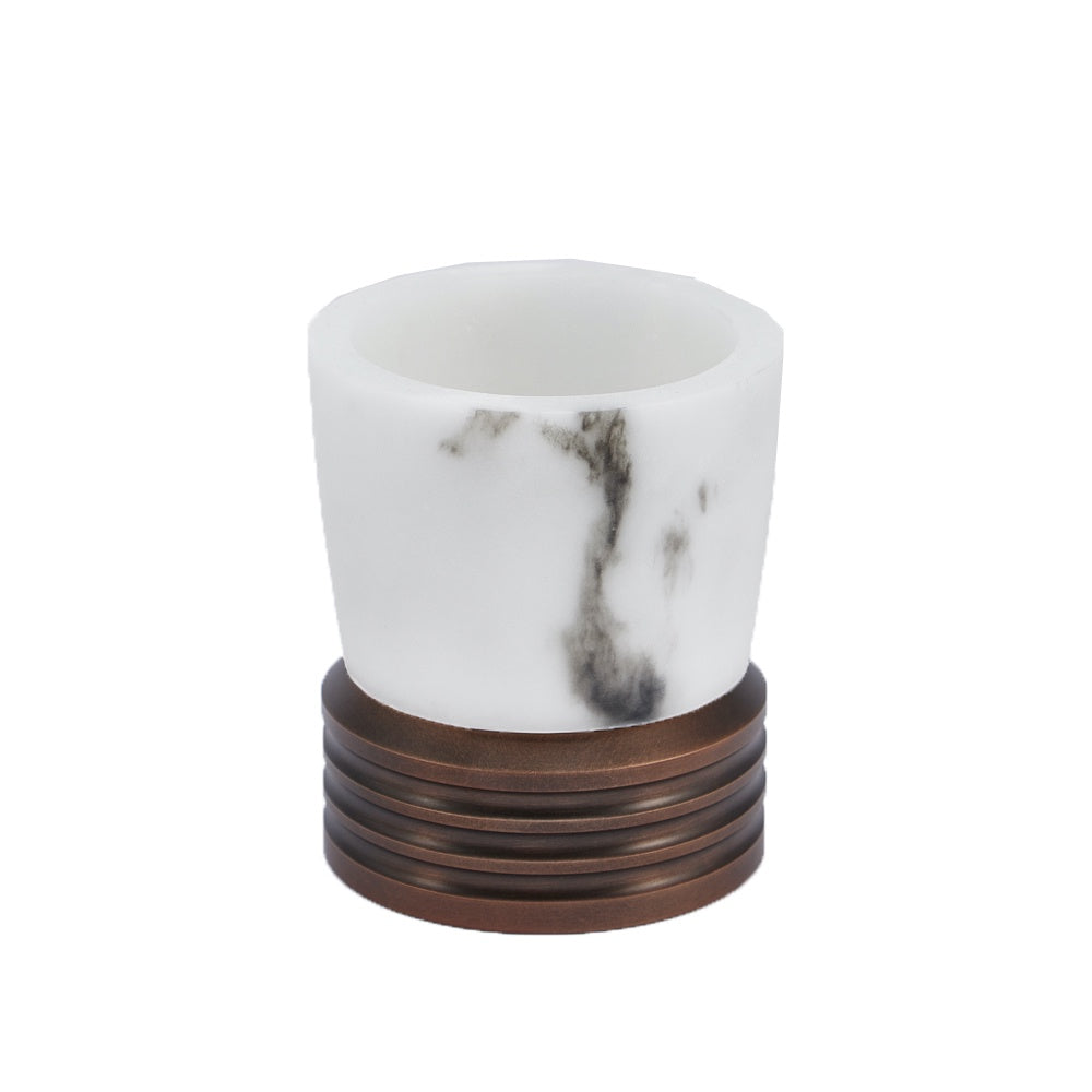 White Resin Vase with Metal Base - Small CZ0031S