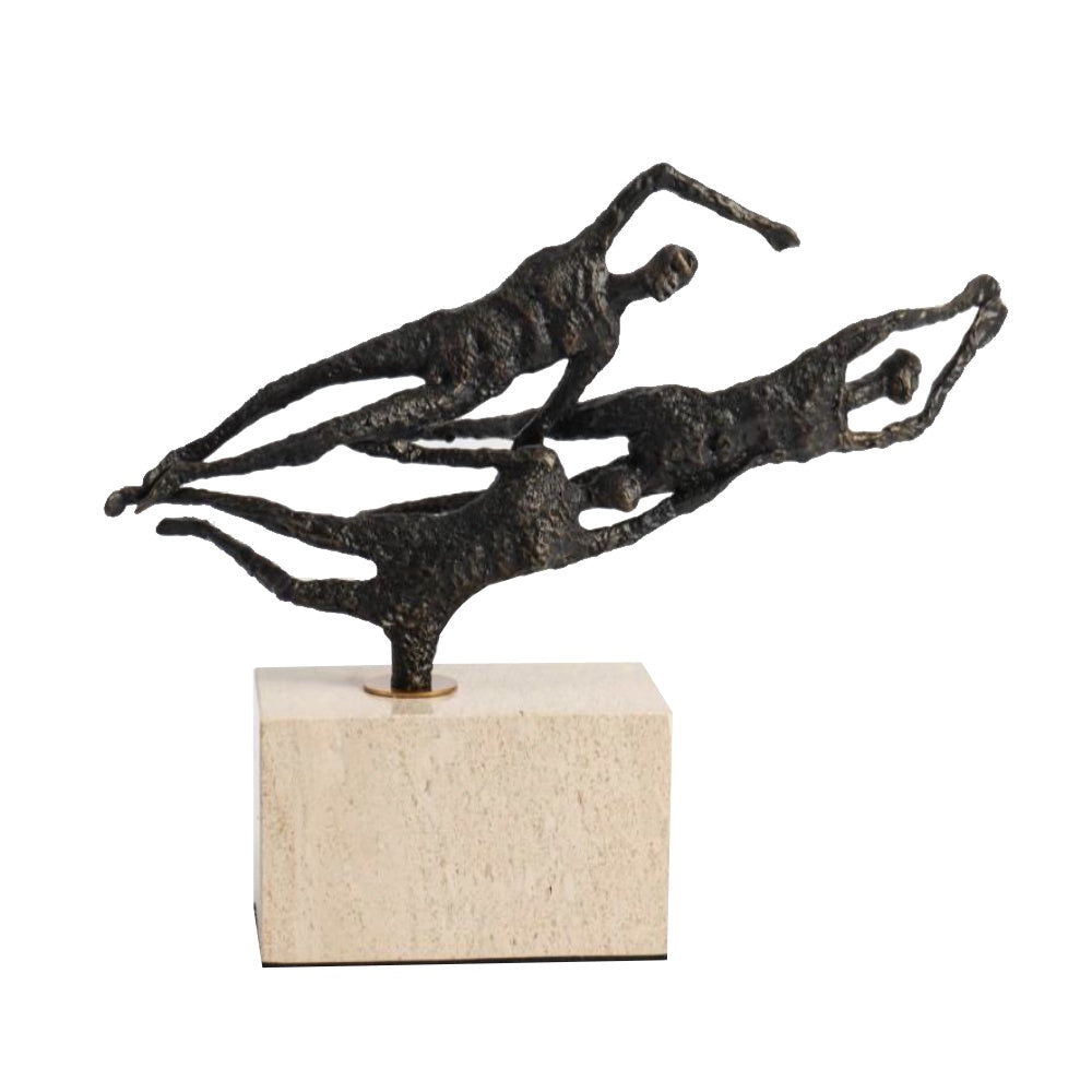 Dark Bronze Metal Figurative Sculpture with Marble Base CZ0038A