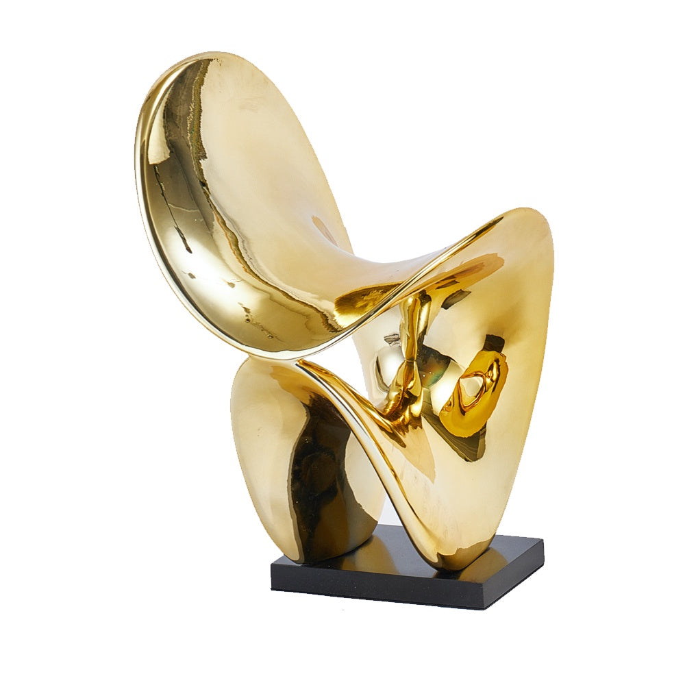 Chrome Colored Resin Abstract Sculpture with Marble Base - Large CZ0050AL