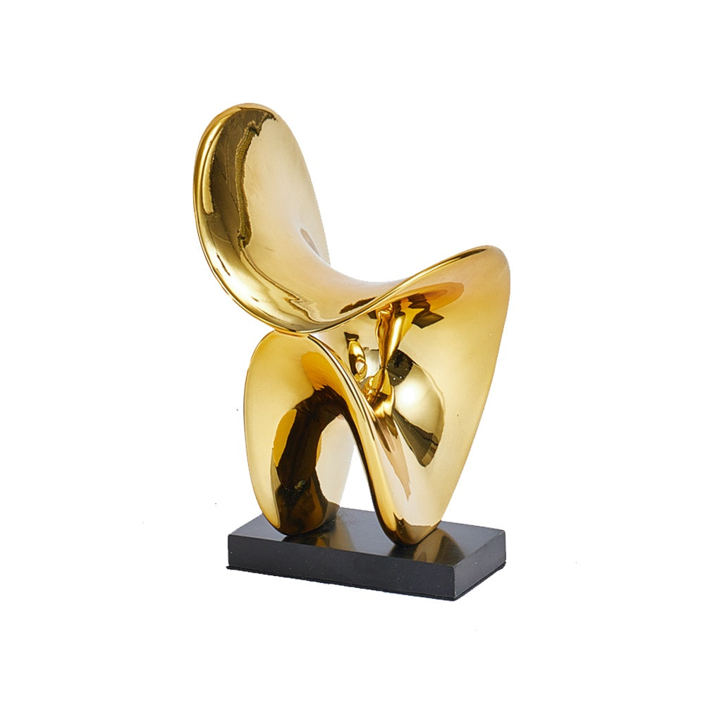 Chrome Colored Resin Abstract Sculpture with Marble Base - Medium CZ0050AS